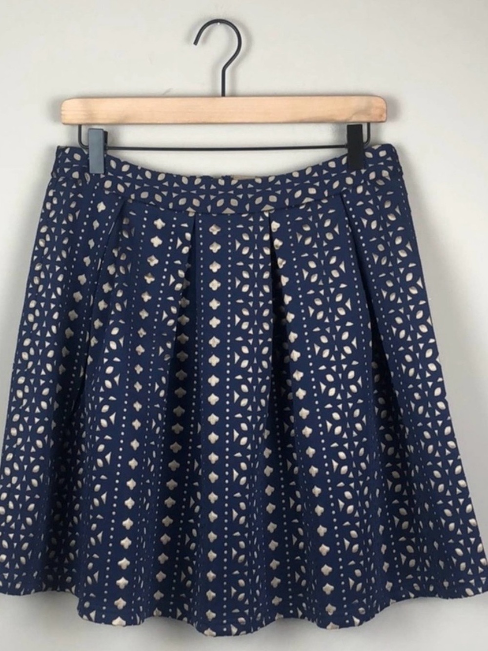 Blue Rain Pleated A-Line Skirt (L)